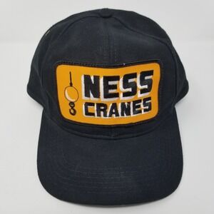 Vintage NESS CAMPBELL Crane & Rigging Patch Canvas Hat Cap Strap Back Black USA